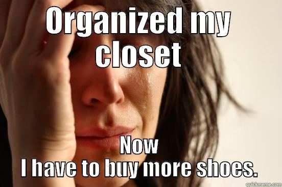 ORGANIZED MY CLOSET NOW I HAVE TO BUY MORE SHOES. First World Problems