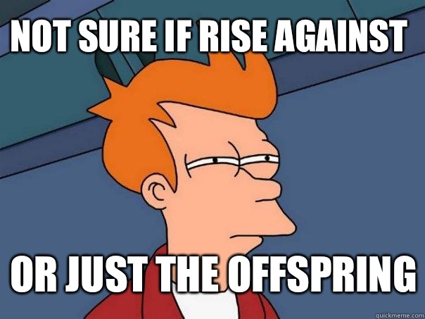 Not sure if Rise Against Or just The offspring  Futurama Fry