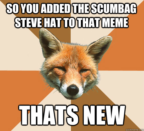 so you added the scumbag steve hat to that meme Thats new  Condescending Fox