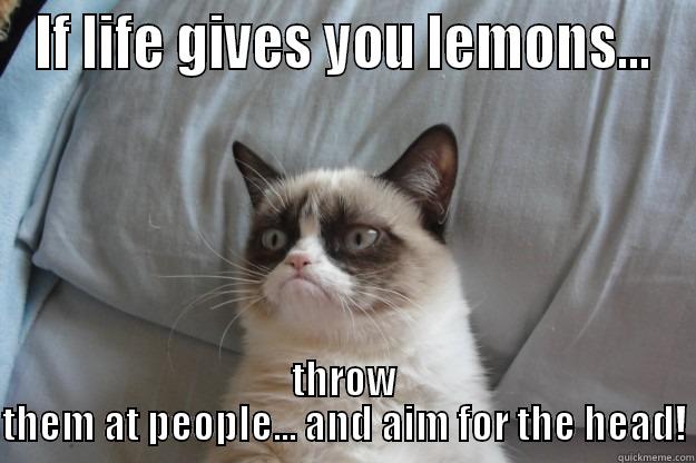 Lemon Cat - IF LIFE GIVES YOU LEMONS... THROW THEM AT PEOPLE... AND AIM FOR THE HEAD! Grumpy Cat