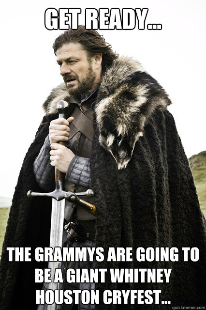 Get ready... the grammys are going to be a giant Whitney Houston cryfest...  