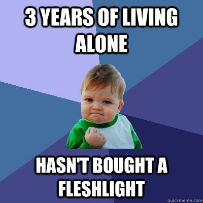 3 years of living alone hasn't bought a fleshlight  Success Kid