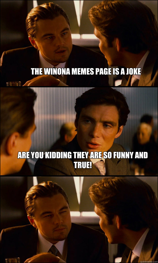 the winona memes page is a joke are you kidding they are so funny and true!   Inception