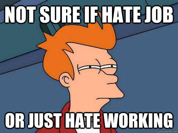 Not sure if hate job Or just hate working  Futurama Fry