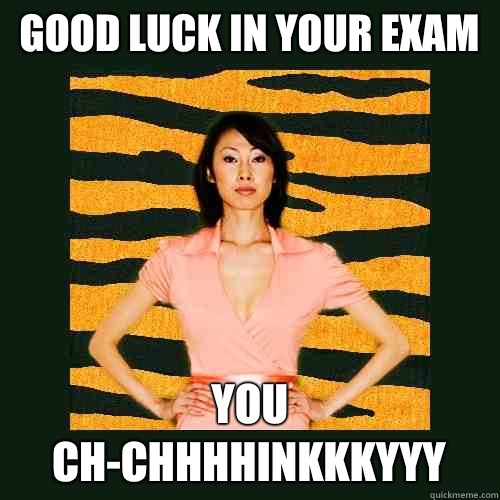 Good luck in your exam You ch-chhhhinkkkyyy  Tiger Mom