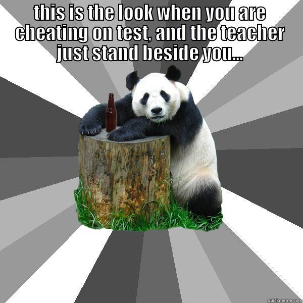 THIS IS THE LOOK WHEN YOU ARE CHEATING ON TEST, AND THE TEACHER JUST STAND BESIDE YOU...  Pickup-Line Panda