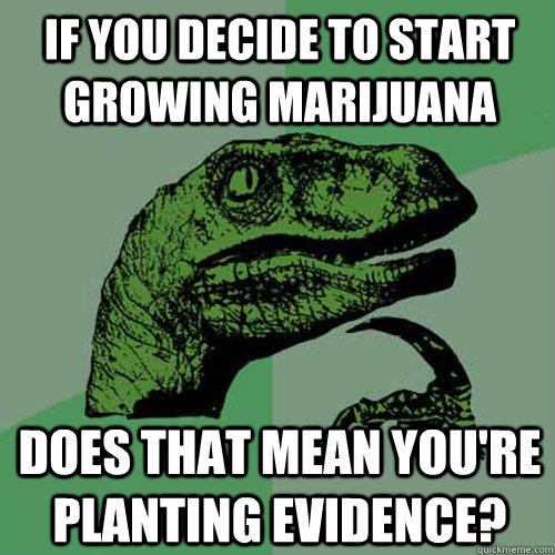 If you decide to start growing Marijuana Does that mean you're planting evidence?  Philosoraptor