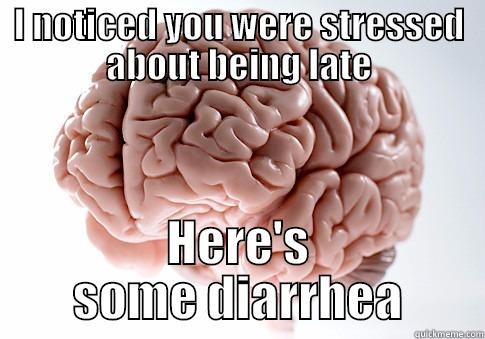 I NOTICED YOU WERE STRESSED ABOUT BEING LATE HERE'S SOME DIARRHEA Scumbag Brain