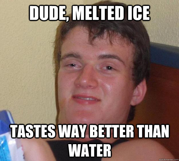 Dude, melted ice tastes way better than water - Dude, melted ice tastes way better than water  10 Guy