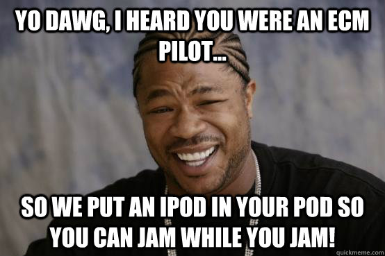 Yo Dawg, I heard you were an ECM pilot... So we put an iPod in your pod so you can jam while you jam! - Yo Dawg, I heard you were an ECM pilot... So we put an iPod in your pod so you can jam while you jam!  YO DAWG