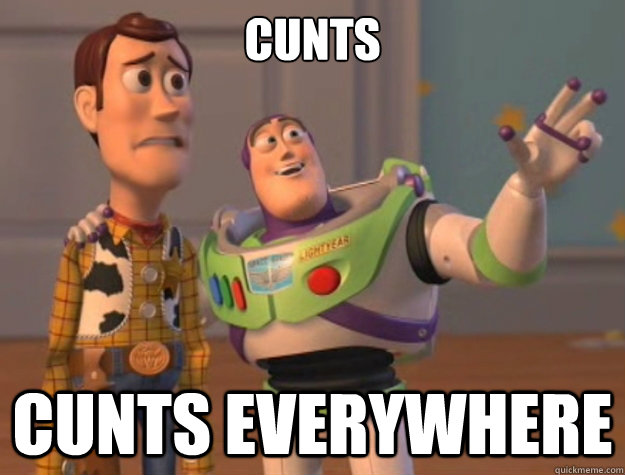 cunts cunts everywhere  Buzz Lightyear