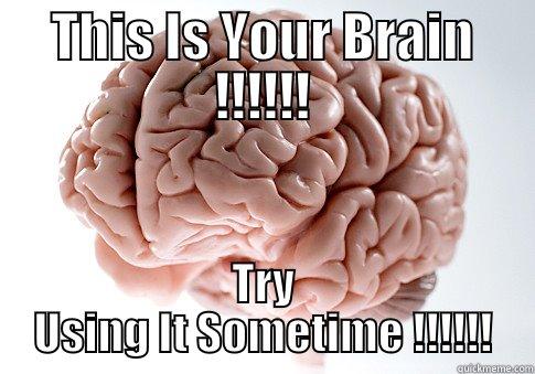 THIS IS YOUR BRAIN !!!!!! TRY USING IT SOMETIME !!!!!! Scumbag Brain