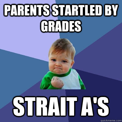 Parents startled by grades strait a's - Parents startled by grades strait a's  Success Kid