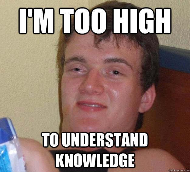 I'm too high to understand knowledge  10 Guy