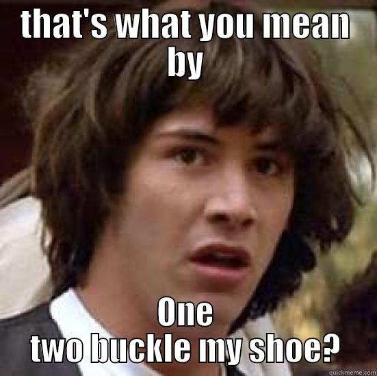 THAT'S WHAT YOU MEAN BY ONE TWO BUCKLE MY SHOE? conspiracy keanu