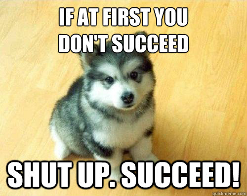 If at first you 
don't succeed Shut up. Succeed!  Baby Courage Wolf