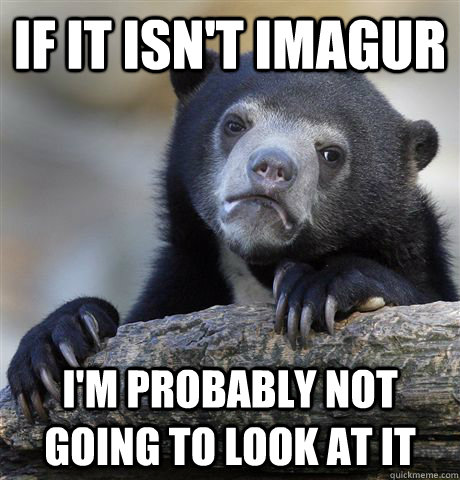 If it isn't imagur i'm probably not going to look at it  Confession Bear