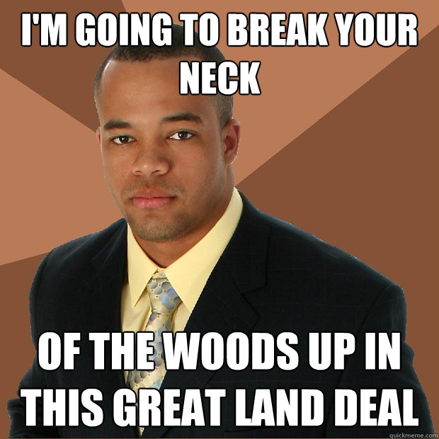 I'm going to break your neck Of the woods up in this great land deal  Successful Black Man