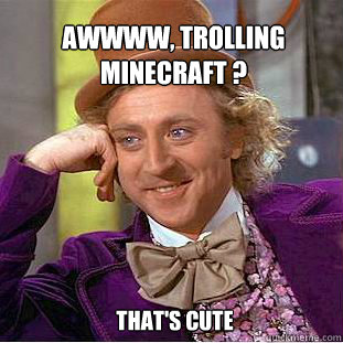 Awwww, trolling minecraft ? That's cute  Willy Wonka Meme