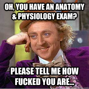 Oh, You have an Anatomy & Physiology Exam? Please tell me how fucked you are...  Condescending Wonka