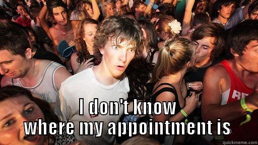  I DON'T KNOW WHERE MY APPOINTMENT IS Sudden Clarity Clarence