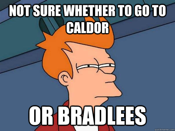 Not sure whether to go to Caldor or Bradlees  Futurama Fry