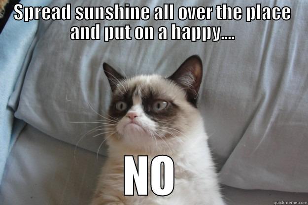 SPREAD SUNSHINE ALL OVER THE PLACE AND PUT ON A HAPPY.... NO Grumpy Cat