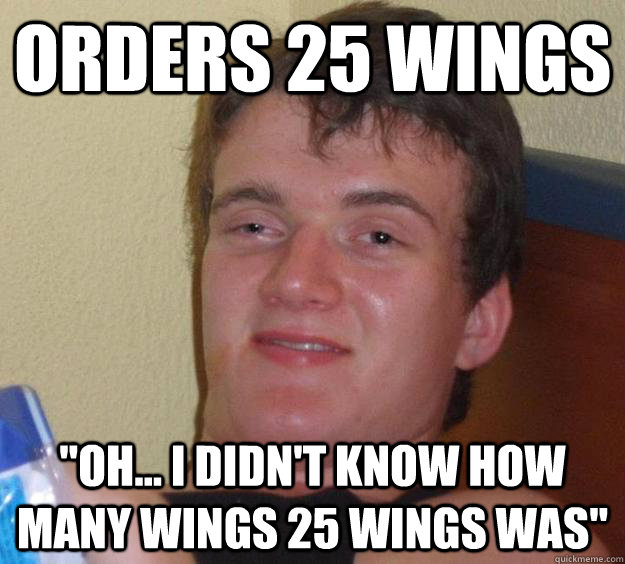 Orders 25 wings 