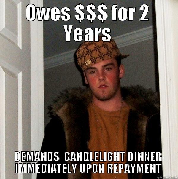 OWES $$$ FOR 2 YEARS DEMANDS  CANDLELIGHT DINNER IMMEDIATELY UPON REPAYMENT Scumbag Steve