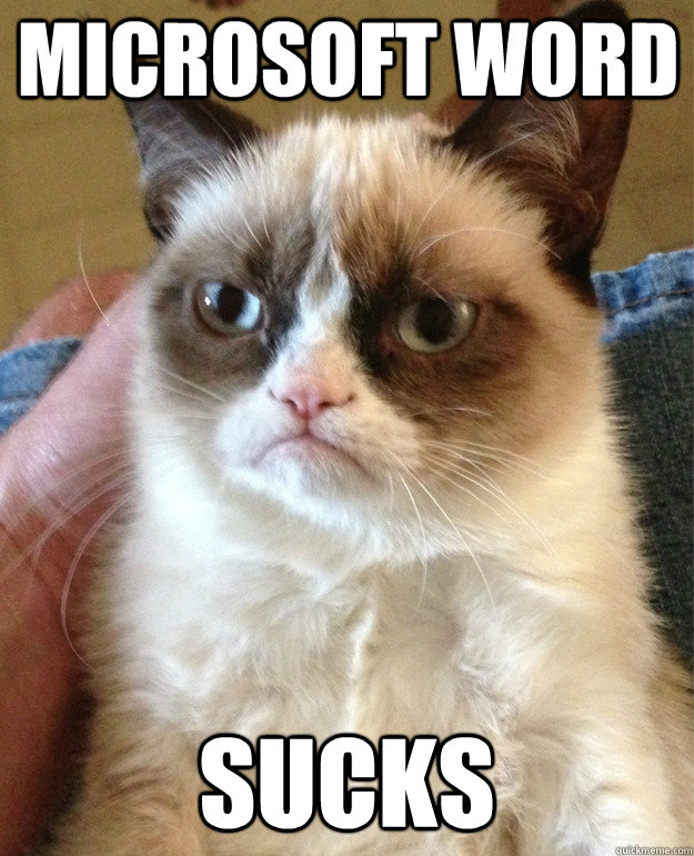 microsoft word sucks  Grumpy Cat