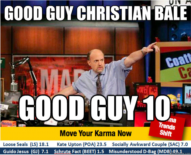 Good Guy Christian Bale Good guy 10  Jim Kramer with updated ticker