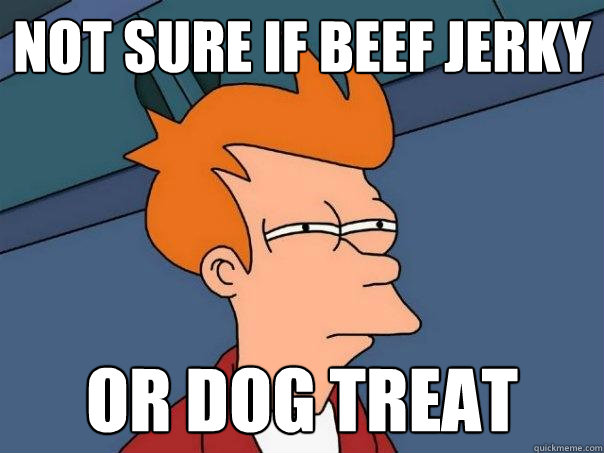 not sure if beef jerky or dog treat  Futurama Fry