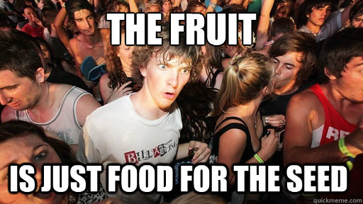 The fruit Is just food for the seed  Sudden Clarity Clarence