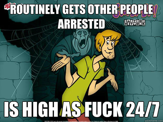 routinely gets other people arrested is high as fuck 24/7  
