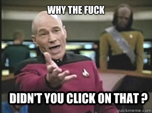 Why the fuck didn't you click on that ?  Annoyed Picard