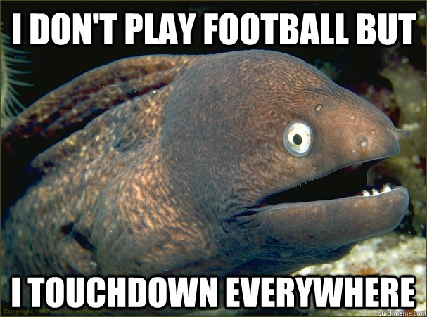 I don't play football but I touchdown everywhere - I don't play football but I touchdown everywhere  Bad Joke Eel