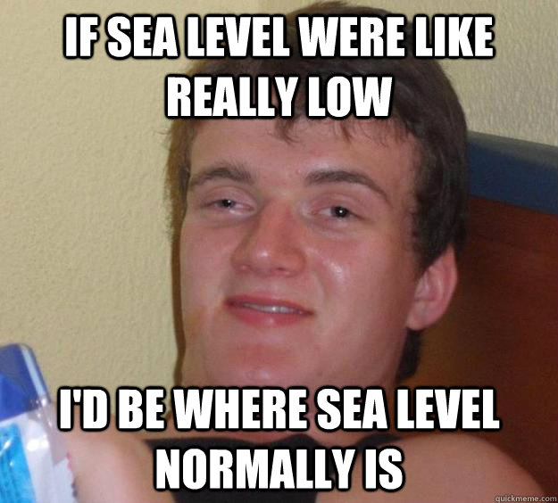 if sea level were like really low i'd be where sea level normally is - if sea level were like really low i'd be where sea level normally is  10 Guy