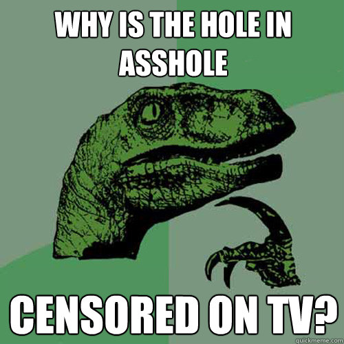 Why is the hole in asshole Censored on TV?  Philosoraptor