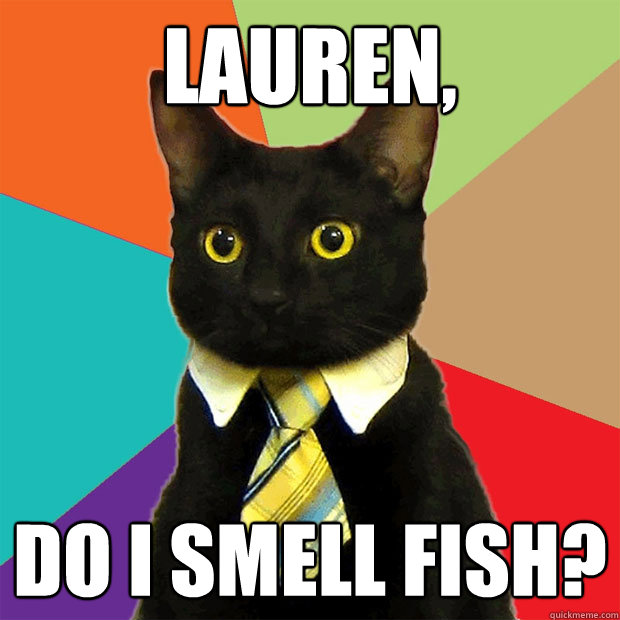 lauren, do i smell fish? - lauren, do i smell fish?  Business Cat