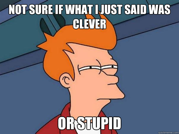 Not sure if what i just said was clever Or stupid  Futurama Fry