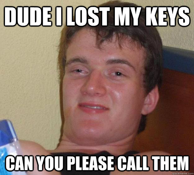 Dude I lost my keys can you please call them  10 Guy