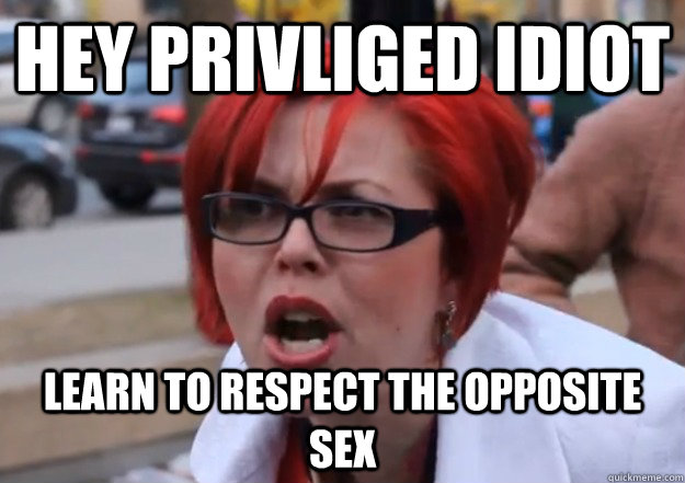 Hey privliged idiot learn to respect the opposite sex  