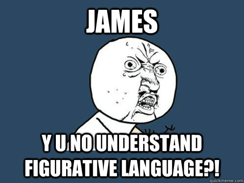 James y u no understand figurative language?!  Y U No