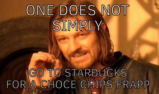 ONE DOES NOT SIMPLY GO TO STARBUCKS FOR A CHOCE CHIPS FRAPPE Boromir