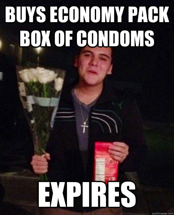 buys economy pack box of condoms expires  Friendzone Johnny