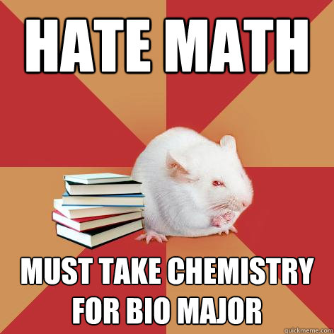 HATE MATH MUST TAKE CHEMISTRY FOR BIO MAJOR  Science Major Mouse