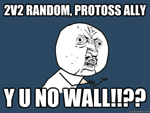 2v2 random, protoss ally y u no wall!!??   Y U No