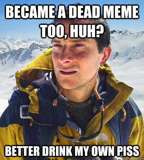 Became a dead meme too, huh? Better drink my own piss - Became a dead meme too, huh? Better drink my own piss  Bear Grylls