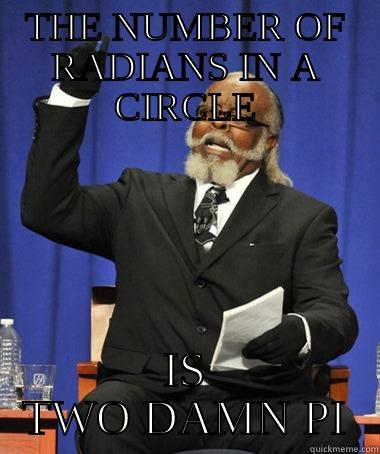 THE NUMBER OF RADIANS IN A CIRCLE IS TWO DAMN PI The Rent Is Too Damn High