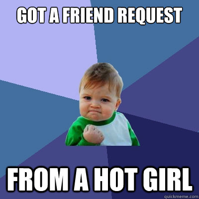 got a friend request from a hot girl  Success Kid